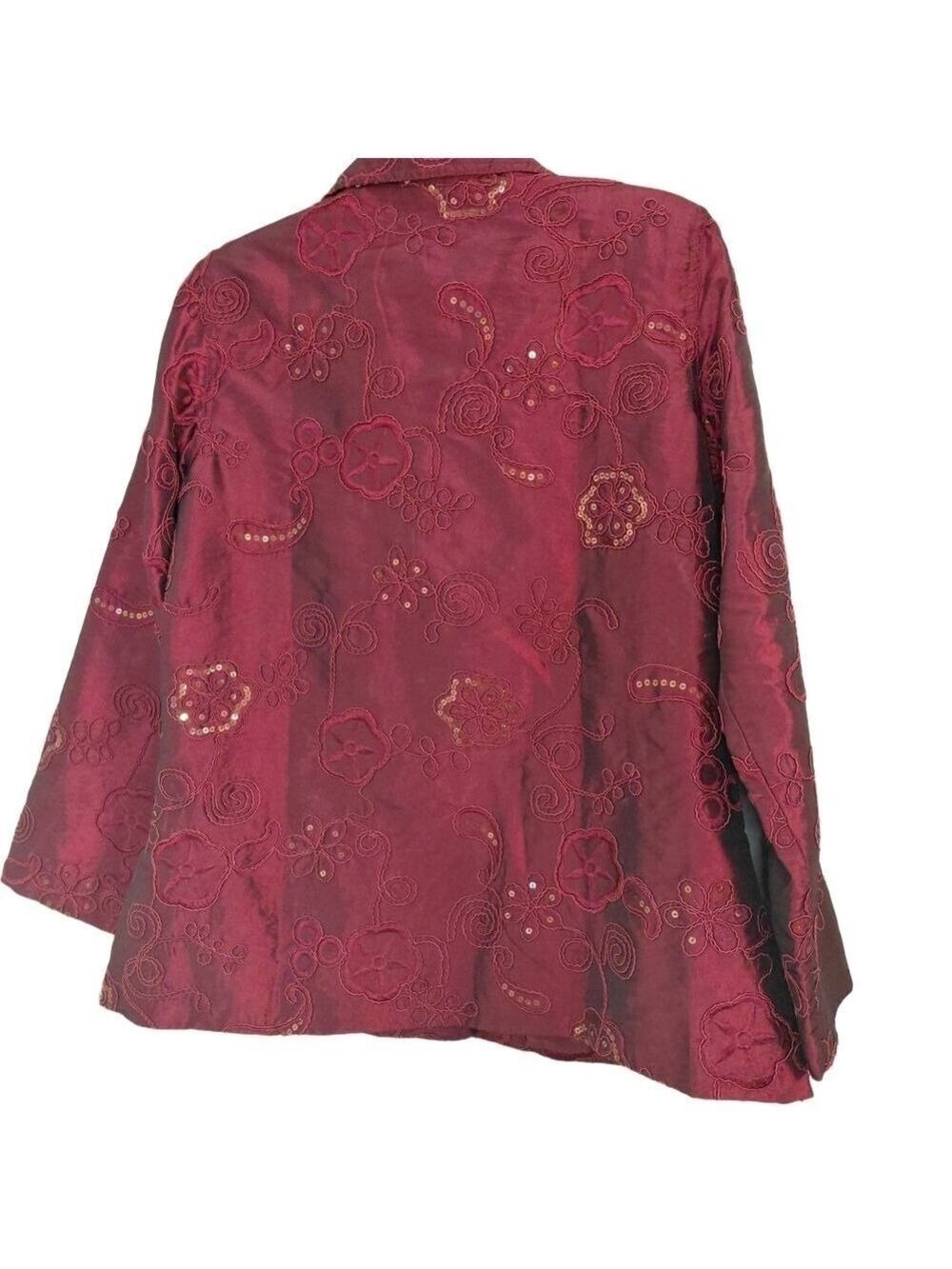 Susan Graver Style Burgundy Embroidered Jacket & Velvet Tank Set Size Medium - Picture 3 of 9